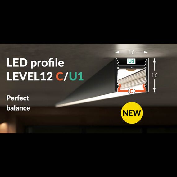 Черен LED профил  LEVEL12 C/U1 2000 открит монтаж | Osvetlenieto.bg