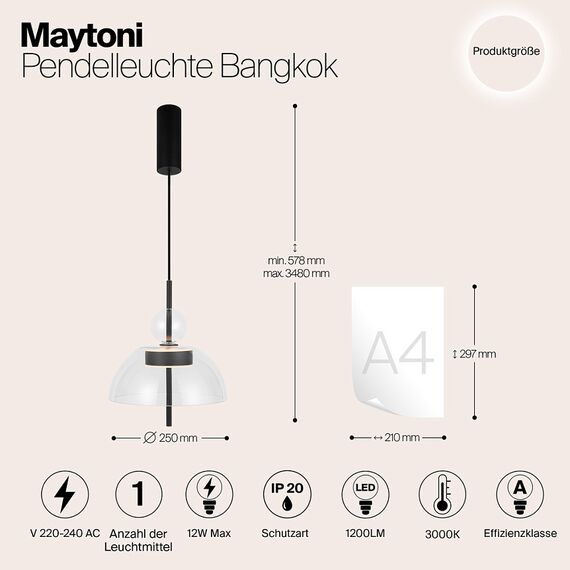 LED Полилей Bangkok MOD185PL-L6B3K1 Maytoni 12W 3000K | Osvetlenieto.bg LED Полилей Bangkok MOD185PL-L6B3K1 Maytoni 12W 3000K | Osvetlenieto.bg