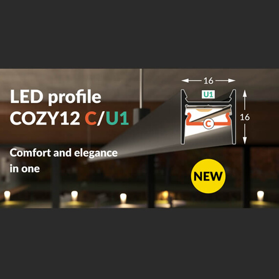 Черен LED профил COZY12 C/U1 2000 открит монтаж | Osvetlenieto.bg