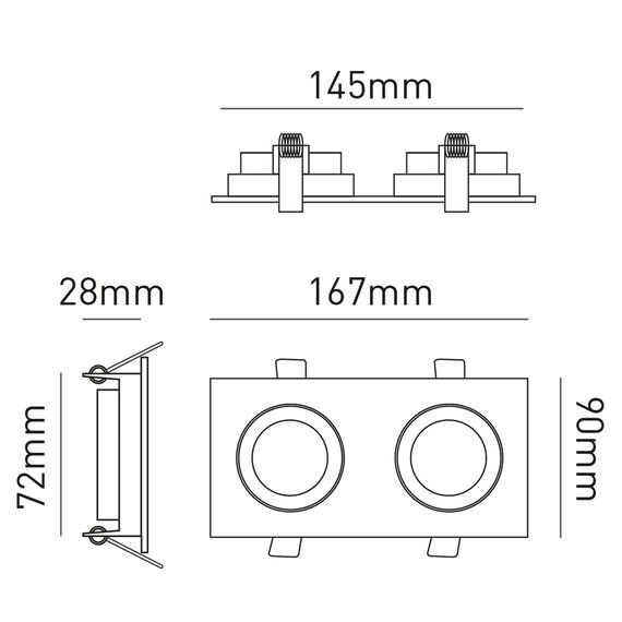 Черна квадратна луна за вграждане SQUARE LD4SPTA02N 2xGU10 | Osvetlenieto.bg