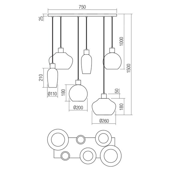 Полилей ATLANTIS 01-4047 Smarter 6xE27 | Osvetlenieto.bg