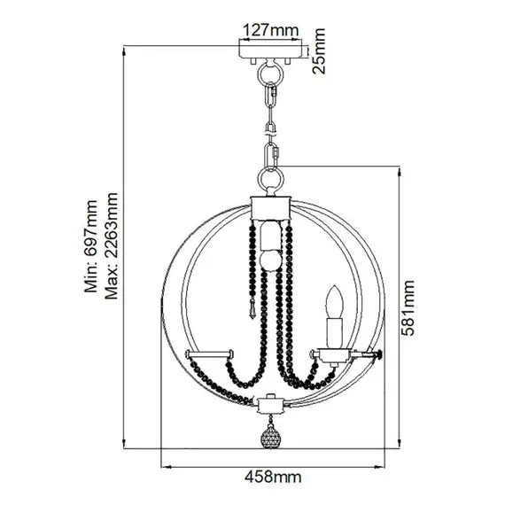 Полилей Cassie 3xE14 Light Polished Nickel Plated Elstead Lighting CASSIE4 | Osvetlenieto.bg