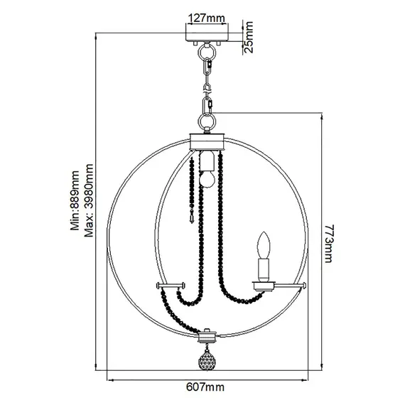 Полилей Cassie 6xE14 Polished Nickel Plated Elstead Lighting CASSIE7 | Osvetlenieto.bg
