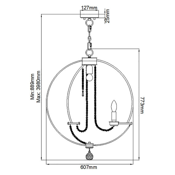 Полилей Cassie 6xE14 Polished Nickel Plated Elstead Lighting CASSIE7 | Osvetlenieto.bg