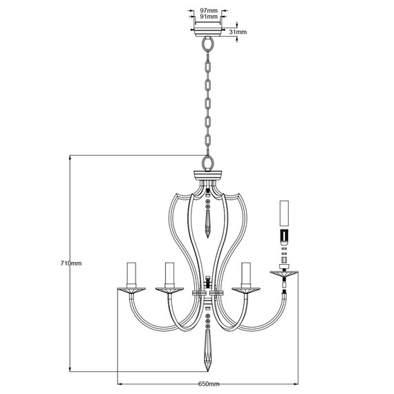 Полилей Pimlico 6xE14 Dark Bronze Elstead Lighting PM6-DB | Osvetlenieto.bg