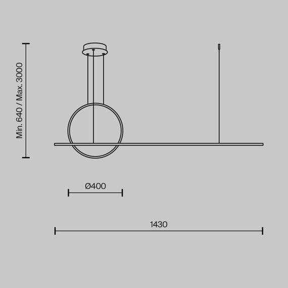 LED Полилей Halo MOD247PL-L49BK Maytoni 40W 3000K-4000K | Osvetlenieto.bg