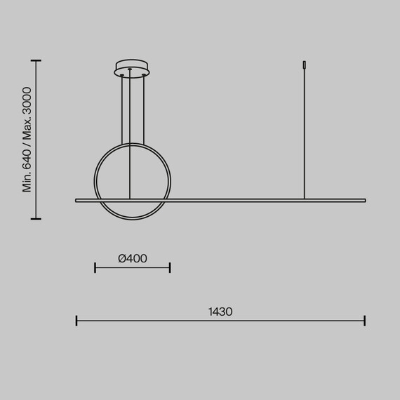 LED Полилей Halo MOD247PL-L49BK Maytoni 40W 3000K-4000K | Osvetlenieto.bg
