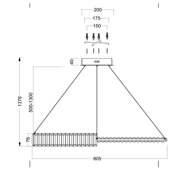 LED Полилей Krone P097PL-L45BS3K Maytoni 45W 3000K | Osvetlenieto.bg
