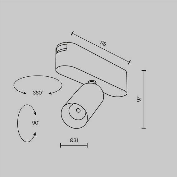 LED Прожектор за магнитна шина Radity Focus LED TR103-1-5W4K-M-W Maytoni 5W 4000K | Osvetlenieto.bg